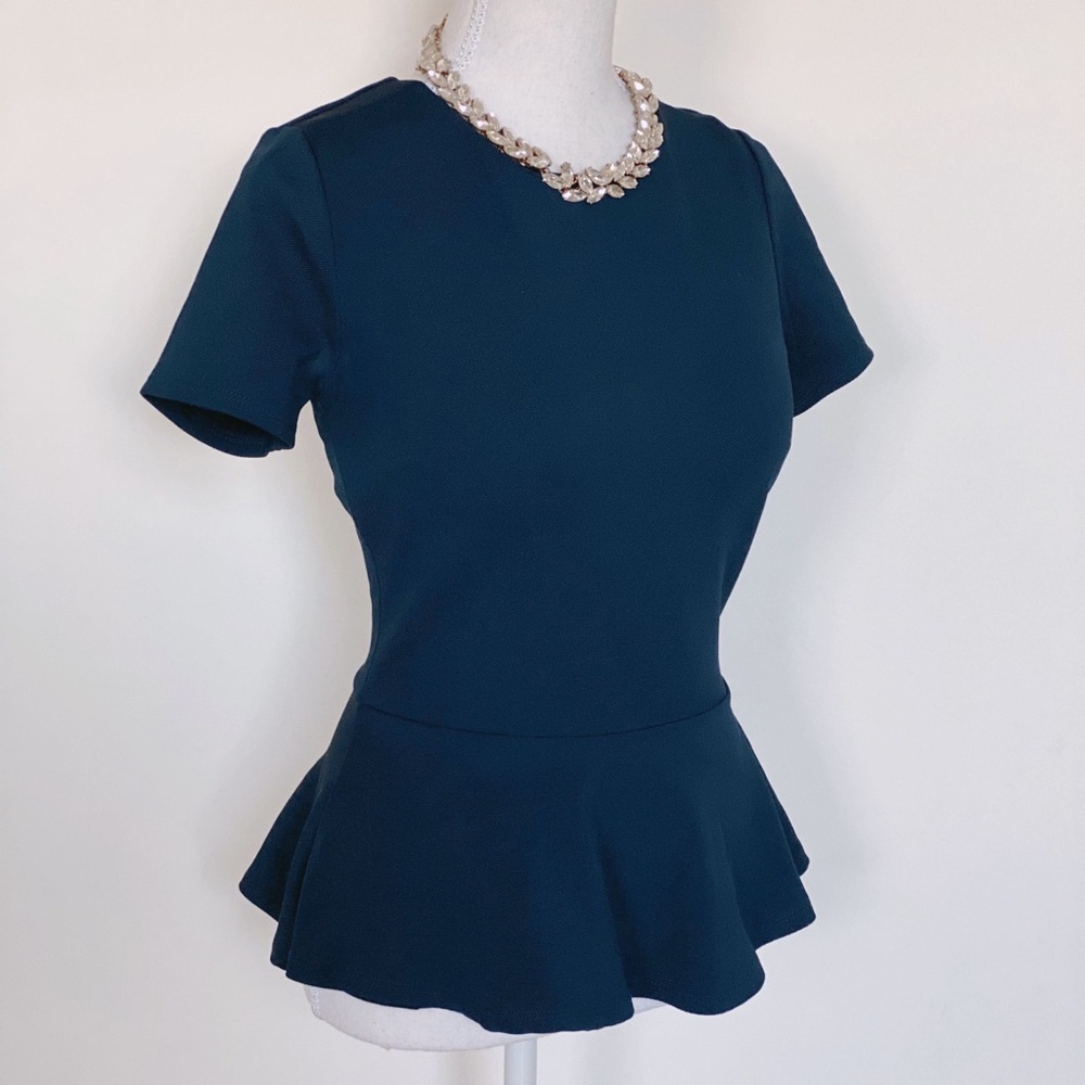 Navy Blue Peplum Top